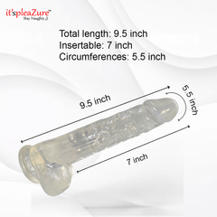 Sexual product with measurements on a white background