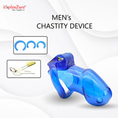 Blue Chastity Device – 4-Inch Secure Cage for Men
