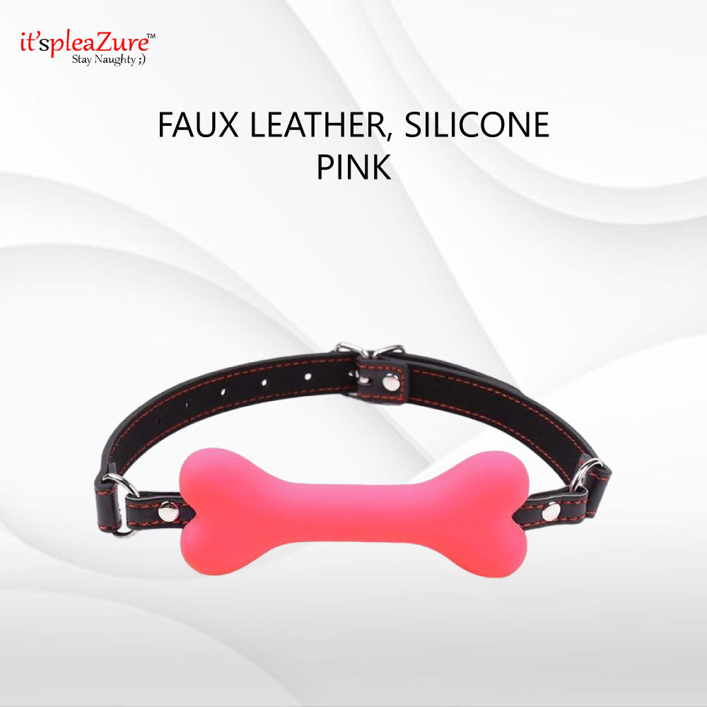 Pink Silicone dog bone gag on Itspleazure