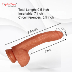 A realistic silicone dildo with a suction base for women. The dildo has detailed veining and a lifelike appearance.