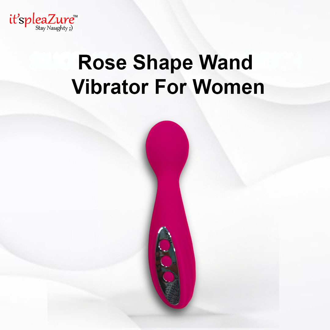 Rose Shape Wand Vibrator for women on a white background with 'it's pleAZure' branding.