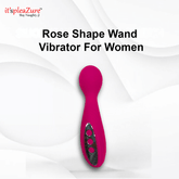 Rose Shape Wand Vibrator for women on a white background with 'it's pleAZure' branding.