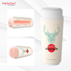 Close-up of it'spleaZure Air Tech Handjob branding and design features