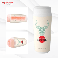 Close-up of it'spleaZure Air Tech Handjob branding and design features