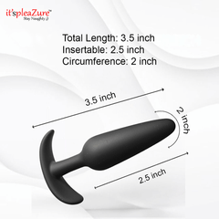 Black product with measurements on a white background, featuring 'it's pleAZure' branding.