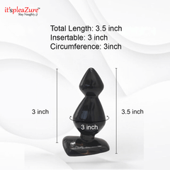 Black product with measurements on a white background, featuring 'it's pleazure' branding.