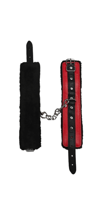 Itspleazure Red and Black Handcuffs with Soft Padding