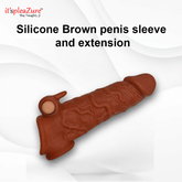Kaamastra brown silicone penis sleeve and extension for enhanced pleasure