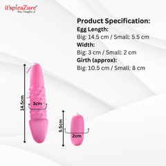 Product specs: 14.5cm & 5.5cm vibrating eggs by it'spleaZure – body-safe silicone