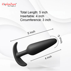 Black product with measurements on a white background, featuring 'it's pleAZure' branding.