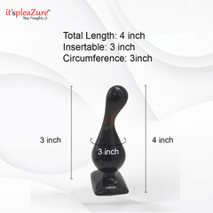 Black product with measurements on a white background, featuring 'it's pleazure' branding.