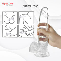 Itspleazure Big Dildo Silicone Suction Dildo Base for Women-Transperent