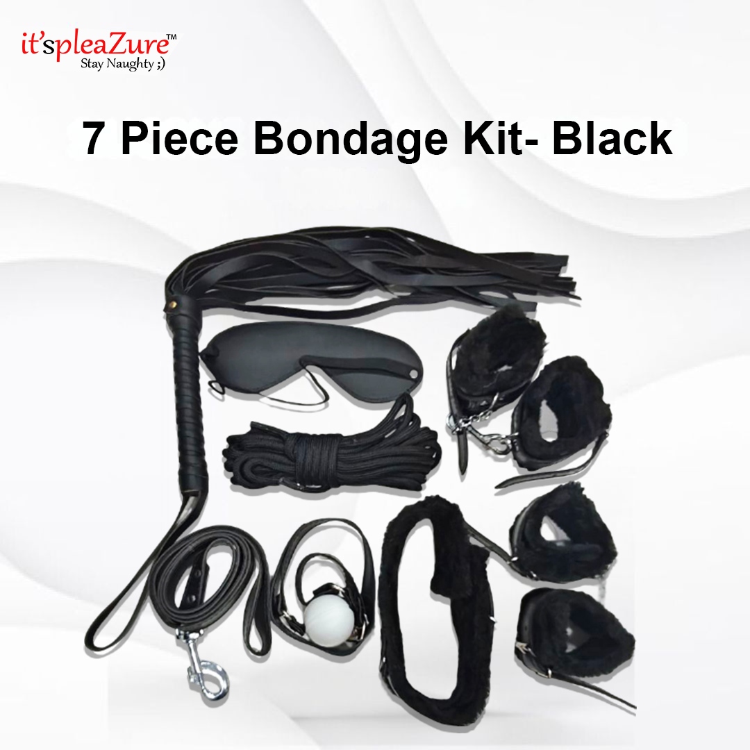 Black 7-piece bondage kit by it'spleaZure – restraints and accessories for BDSM play