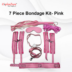 Pink 7-piece bondage kit by it'spleaZure – includes straps, rope, and whip
