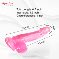 Pink product with measurements on a white background, featuring the brand 'it's pleazure'.