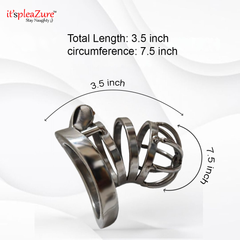 Metal device with measurements on a white background, featuring the brand 'it's pleAZure'.