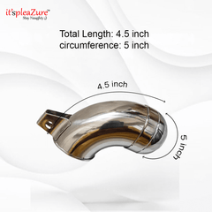 Metallic product with measurements on a white background, featuring the brand 'it's Pleazure'.