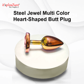 it'spleaZure Multi-Color Steel Jewel Butt Plug with heart-shaped design - luxury anal toy