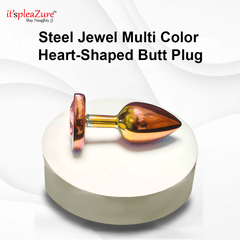 it'spleaZure Multi-Color Steel Jewel Butt Plug with heart-shaped design - luxury anal toy
