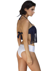 Blue And White Tassel Bikini Set for Women