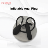 Inflatable anal plug with 'it's pleaZure' branding on a white background.