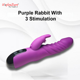 Purple rabbit vibrator with 3 stimulation points (clit, G-spot, shaft) - Stay Naughty collection