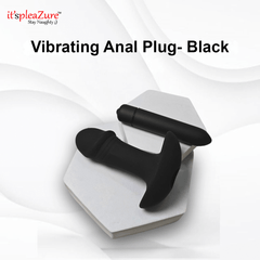 Black vibrating anal plug on a white background with 'it's pleaZure' branding.