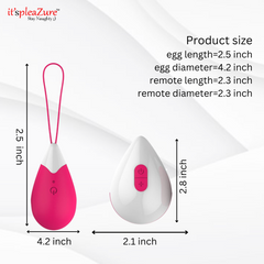 Vibrating balls: 2.5" length, 4.2" diameter – Remote: 2.3