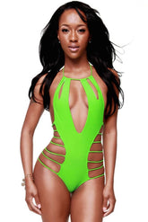 Itspleazure Neon Green Women's Monokini for Beach