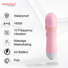 it'spleaZure Mini Wand Vibrator - Waterproof pink vibrator with 10 speeds and AA battery