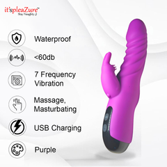 it'spleaZure purple rabbit vibrator - waterproof, 7 speeds, USB charging & <60db quiet - Stay Naughty