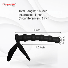 Black product with measurements on a white background, featuring 'it's pleazure' branding.