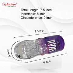 Sexual product with measurements on a white background