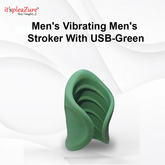 Green men's stroker with USB on a white background, branded 'it's pleazure'.