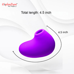 Purple silicone product with measurement details on a white background
