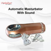 Automatic masturbator with sound on a white background, featuring the brand 'it's pleazure'.