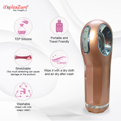 Rose gold device with cleaning instructions on a white background