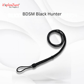 Black leash labeled 'BDSM Black Hunter' on a white background with 'it's pleazure' branding.