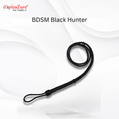 Black leash labeled 'BDSM Black Hunter' on a white background with 'it's pleazure' branding.
