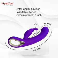 Purple product with measurements labeled on a white background