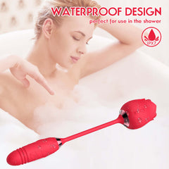Itspleazure 2 in 1 Rose Tongue Stimulator and Vibrating Egg
