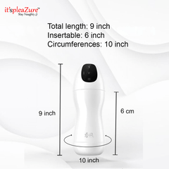 Tryfun Soul Series Automatic Masturbator dimensions: 9-inch total length, 6-inch insertable, 10-inch circumference
