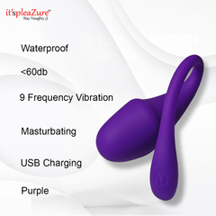 Purple electronic device with text highlighting features on a white background