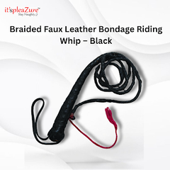 ItspleaZure Braided Faux Leather Bondage Riding Whip – Black
