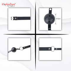 Black Leather Ball Mouth Gag at Itspleazure