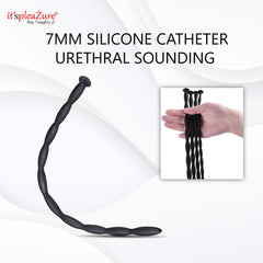 Itspleazure Black 7mm Silicone Urethral Sound Catheter
