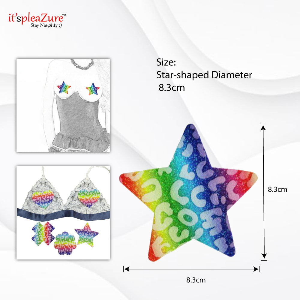 Rainbow colored Star shape Breast Covers by Itspleazure 