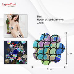 Multicolor Fish Skin Print Flower Shape Nipple Pasty by Itspleazure