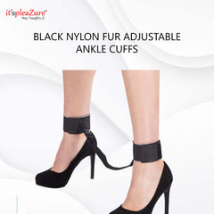Black Nylon Fur Adjustable Ankle cuffs at Itspleazure
