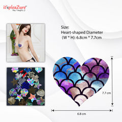 Multicolor Fish Skin Print Heart Shape Nipple Pasty by Itspleazure